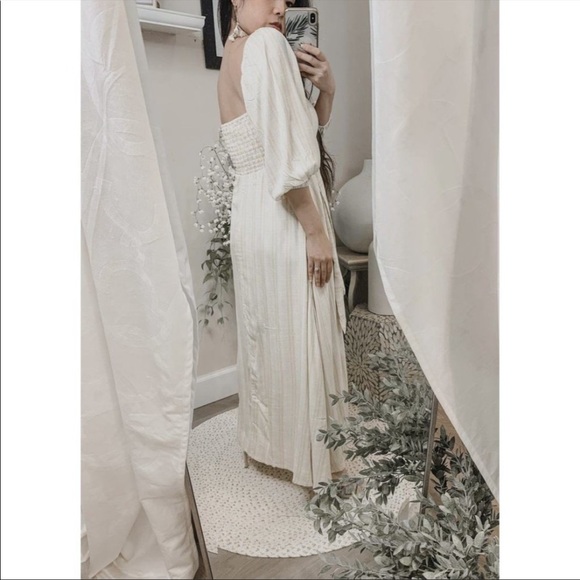 Faithfull the Brand Check Imanie Midi Dress in Beige - Picture 5 of 10